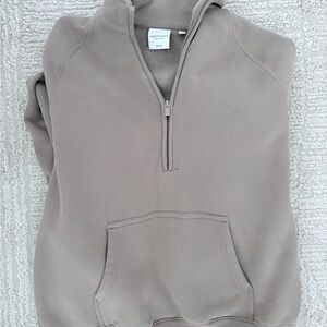 Taupe Aritzia Quarter-Zip Sweatshirt